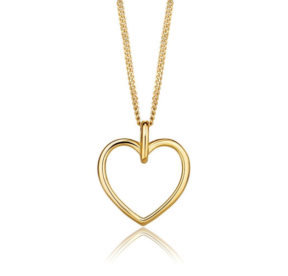 Miore Herzkette MSAE289N - Halskette & Herzanhänger 925 Sterling Silber vergoldet 18Kt, für Damen - Kettenlänge 45cm von Miore
