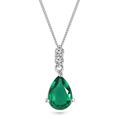 MIORE Kette Damen 0.06 Ct Diamant Halskette mit tropfen Anhänger Edelstein/Geburtsstein Smaragd in grün und Diamanten Brillanten Kette aus Weißgold 9 Karat / 375 Gold, Halsschmuck 45 cm lang MIORE Kette Damen 0.06 Ct Diamant Halskette mit tropfen Anhänger Edelstein/Geburtsstein Smaragd in grün und Diamanten Brillanten Kette aus Weißgold 9 Karat / 375 Gold, Halsschmuck 45 cm lang von MIORE