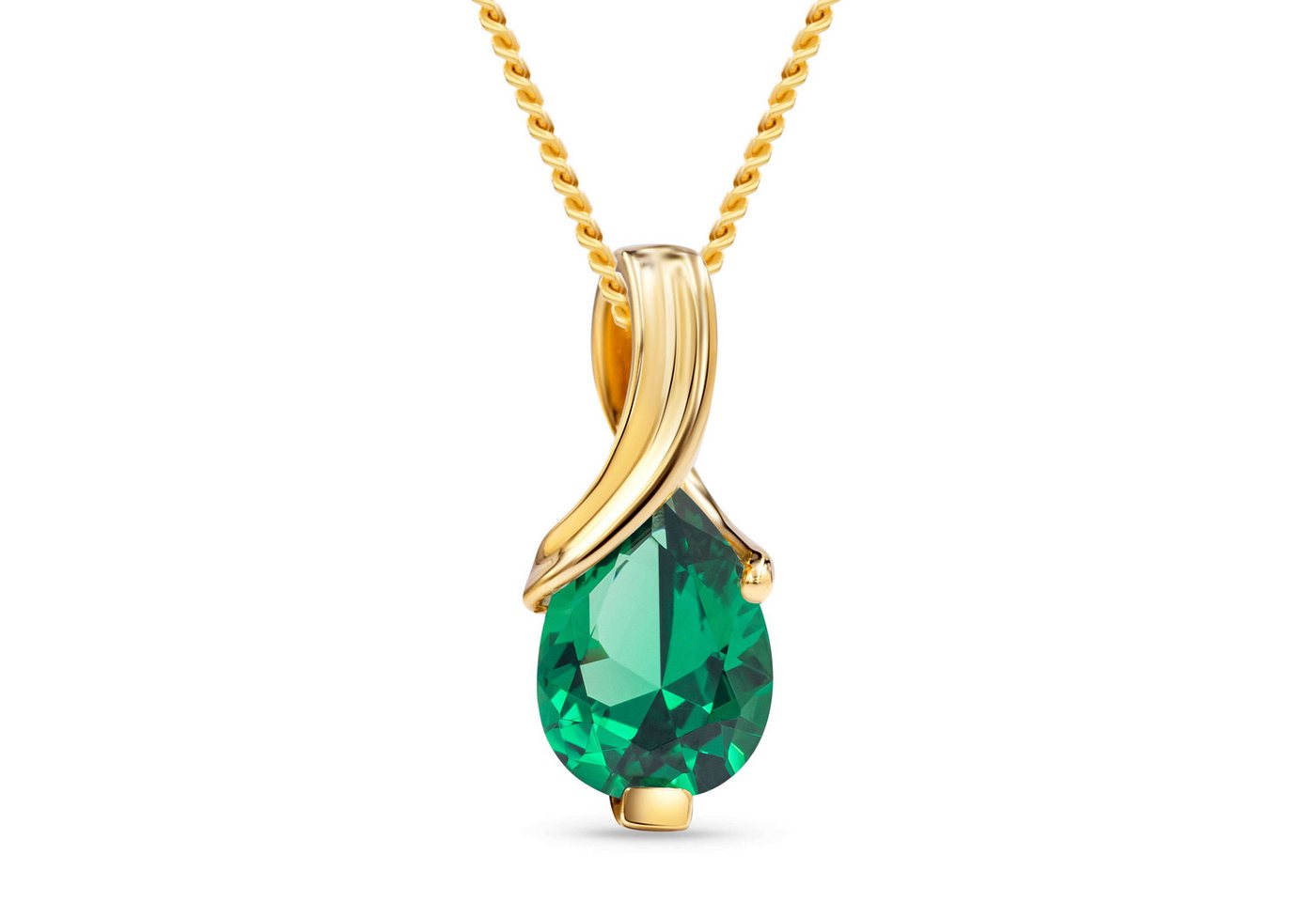 Miore Kette mit Anhänger MG9271N - aus Gelbgold, 9 Karat 375 Gold - mit Smaragd Anhänger, Halskette Damen mit Smaragd 0,65Kt. von Miore