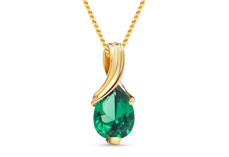 Miore Kette mit Anhänger MG9271N - aus Gelbgold, 9 Karat 375 Gold - mit Smaragd Anhänger, Halskette Damen mit Smaragd 0,65Kt. von Miore