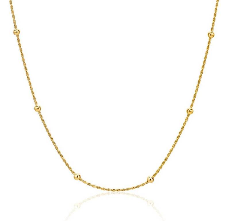 Miore Kette ohne Anhänger SIL022N - 18 kt vergoldete Silberkette 45 cm - 925 Sterling Silber, 45 cm Kordelkette mit Kugeln von Miore