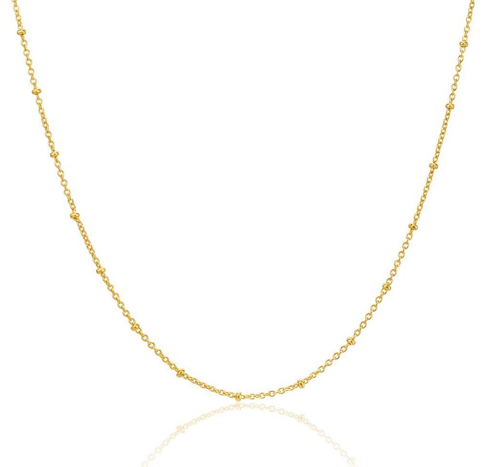 Miore Kette ohne Anhänger SIL030C - 18 kt vergoldete Silberkette 46 cm - 925er Sterling Silber, Damenhalskette handgefertigt in Italien von Miore