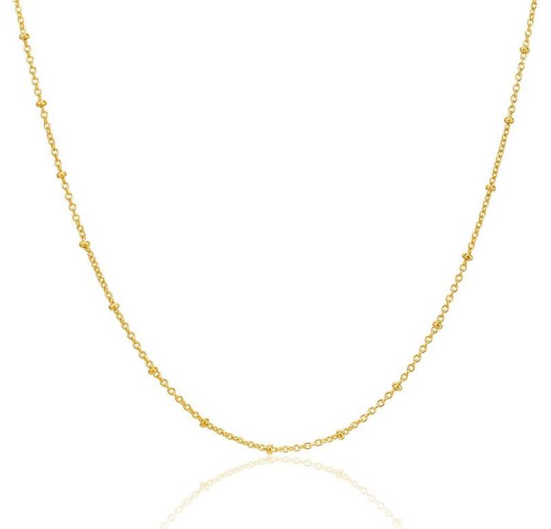 Miore Kette ohne Anhänger SIL030C - 18 kt vergoldete Silberkette 46 cm - 925er Sterling Silber, Damenhalskette handgefertigt in Italien von Miore