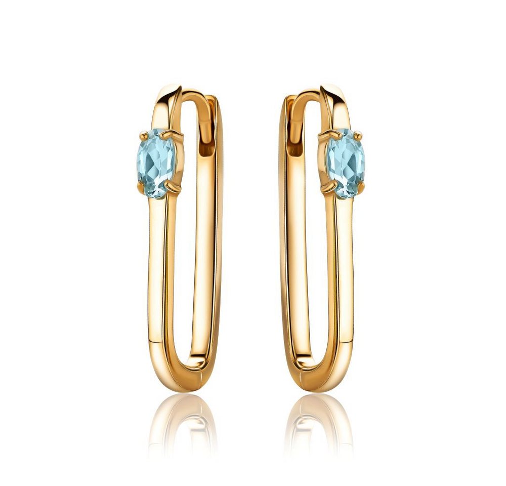 Miore Klappcreolen MSAE288E - 925 Sterling Silber 18 Kt vergoldet & Blautopas 0.50 Kt., Damen Ohrringe mit Edelsteinen von Miore