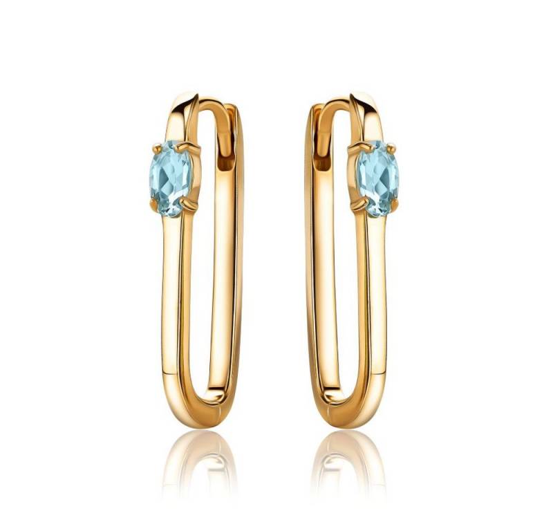 Miore Klappcreolen MSAE288E - 925 Sterling Silber 18 Kt vergoldet & Blautopas 0.50 Kt., Damen Ohrringe mit Edelsteinen von Miore