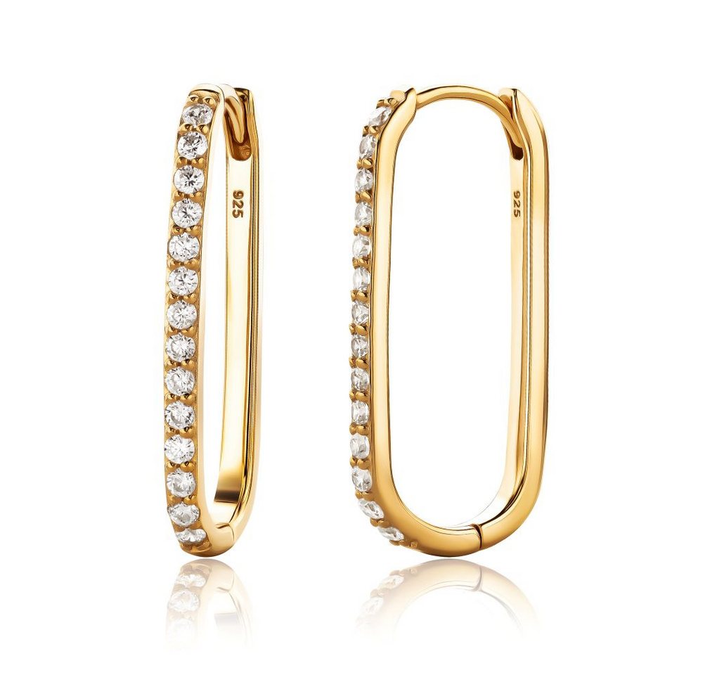 Miore Klappcreolen MSAE294E - 925 Sterling Silber Ohrringe vergoldet - Zirkonia 0,84 Kt, für Damen 18 Kt. vergoldet von Miore