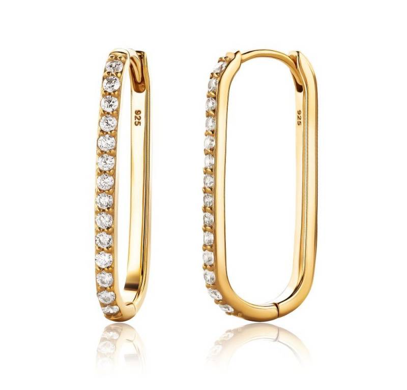 Miore Klappcreolen MSAE294E - 925 Sterling Silber Ohrringe vergoldet - Zirkonia 0,84 Kt, für Damen 18 Kt. vergoldet von Miore