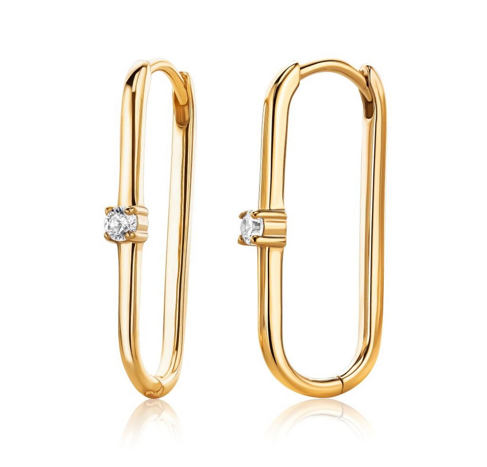 Miore Klappcreolen MSAE296E - 925 Sterling Silber Ohrringe vergoldet - Zirkonia 0,25 Kt, für Damen 18 Kt. vergoldet von Miore