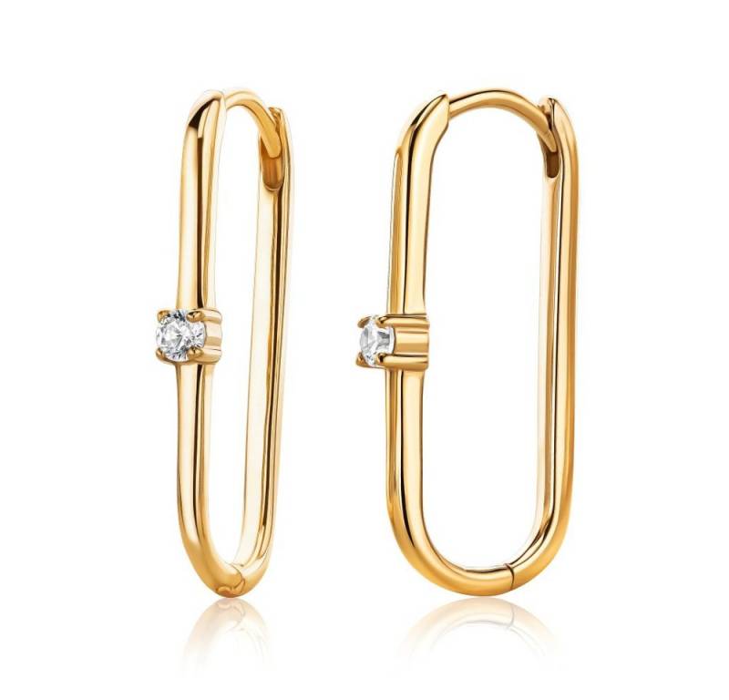 Miore Klappcreolen MSAE296E - 925 Sterling Silber Ohrringe vergoldet - Zirkonia 0,25 Kt, für Damen 18 Kt. vergoldet von Miore