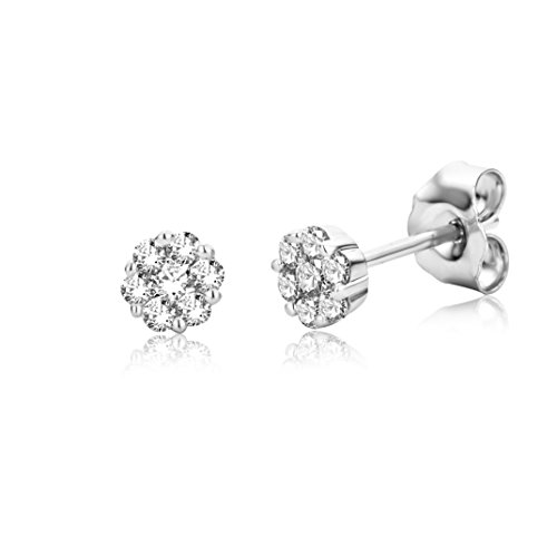 Miore Ohrringe Damen Diamant Ohrstecker Weißgold 9 Karat / 375 Gold mit Diamanten Brillanten 0.22 Ct, Schmuck von MIORE