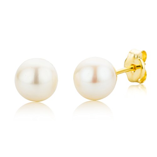 MIORE Schmuck, Perlen Ohrringe, Ohrstecker Damen, Ohrringe Gold 375 9 K Gelbgold, Damenohrringe mit Perlen, perlenohrringe, Ohrschmuck von MIORE