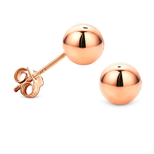 Miore Schmuck Damen Ohrstecker Kugel Ohrringe Ø 6 mm aus Rotgold 9 Karat 375 Gold von MIORE