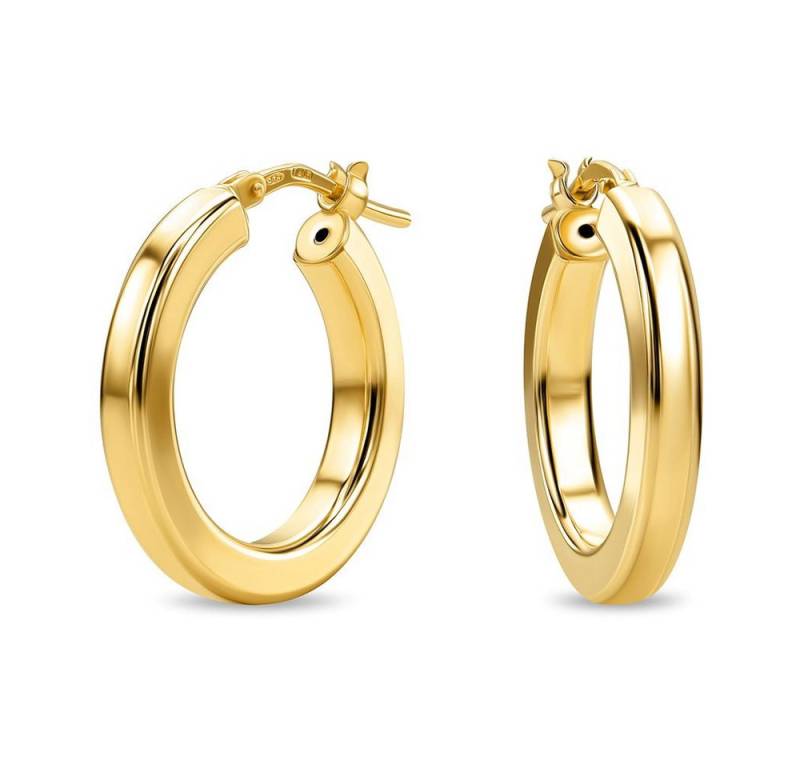 Miore Paar Creolen MAR003SE - 925 Sterling Silber 18Kt vergoldet 15mm Durchmesser, Damenohrringe handgefertigt in Italien von Miore