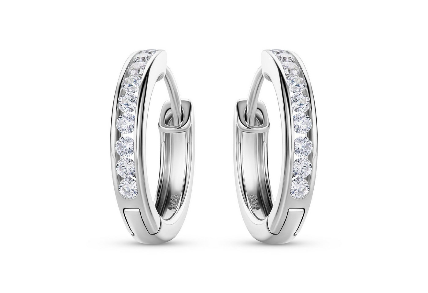 Miore Paar Creolen MSM079E aus 925 Sterlingsilber mit 18 Zirkonia Steinen, Damen Ohrringe mit 0,78 Karat von Miore