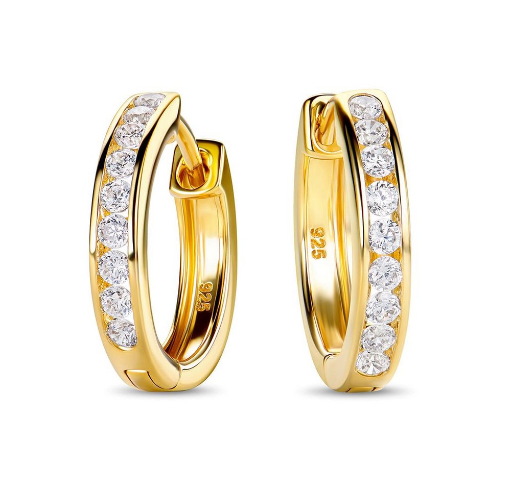 Miore Paar Creolen MSM080E aus 925 vergoldetem Sterlingsilber mit 18 Zirkonias, Damen Ohrringe mit 0,78 Karat von Miore