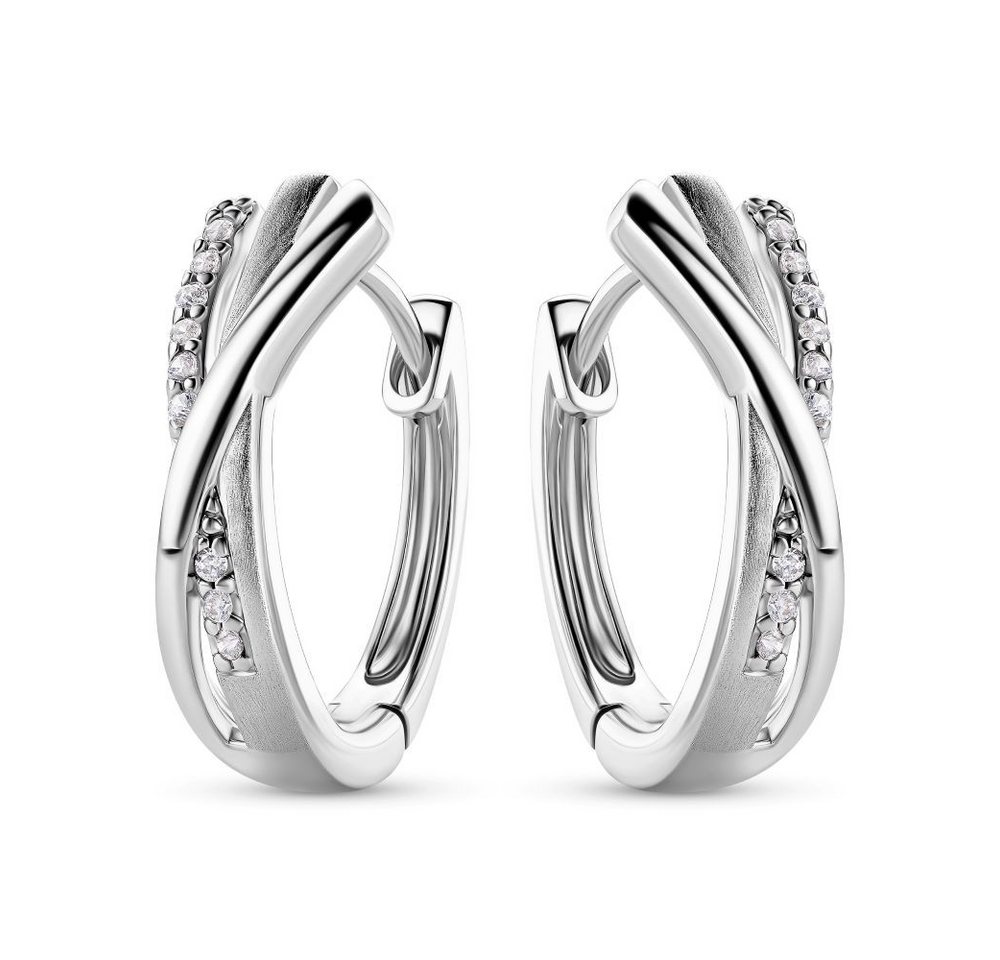 Miore Paar Creolen MSM137E (inkl. Schmuckbox), Damen Ohrringe 925 Sterlingsilber - gekreuzte Creolen mit 18 Zirkonias von Miore