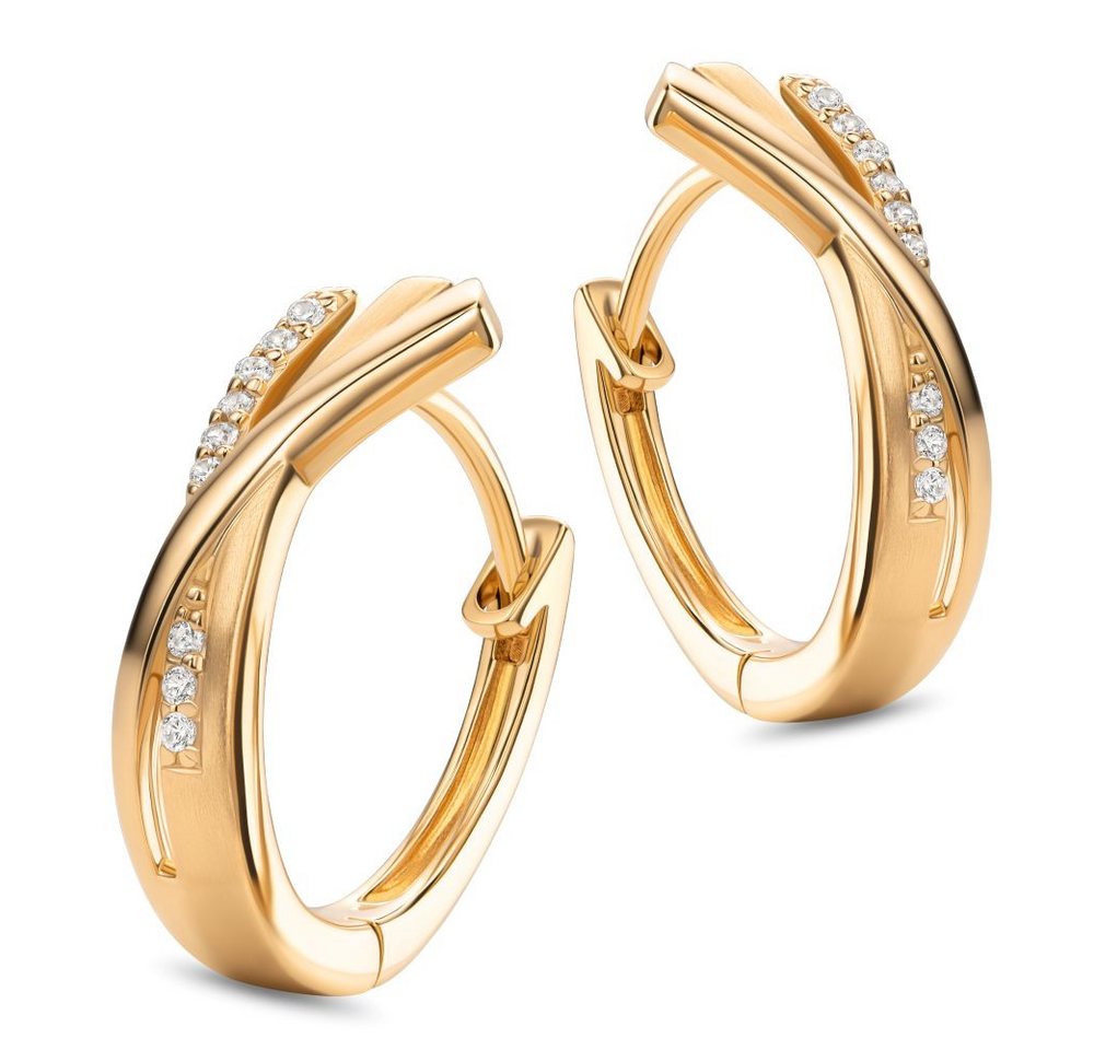 Miore Paar Creolen MSM138E (inkl. Schmuckbox), Damen Ohrringe vergoldet - 925 Sterlingsilber - mit 18 Zirkonias von Miore