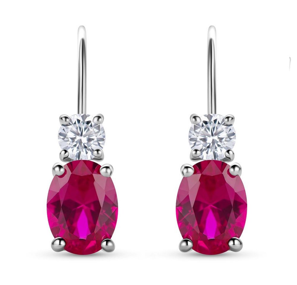 Miore Paar Ohrhänger SAS011E - 925 Sterling Silber mit Rubinen 2 Kt & Zirkonia 0.9 Kt, Ohrringe für Damen in Echtsilber von Miore