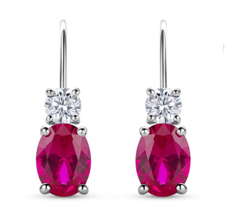 Miore Paar Ohrhänger SAS011E - 925 Sterling Silber mit Rubinen 2 Kt & Zirkonia 0.9 Kt, Ohrringe für Damen in Echtsilber von Miore