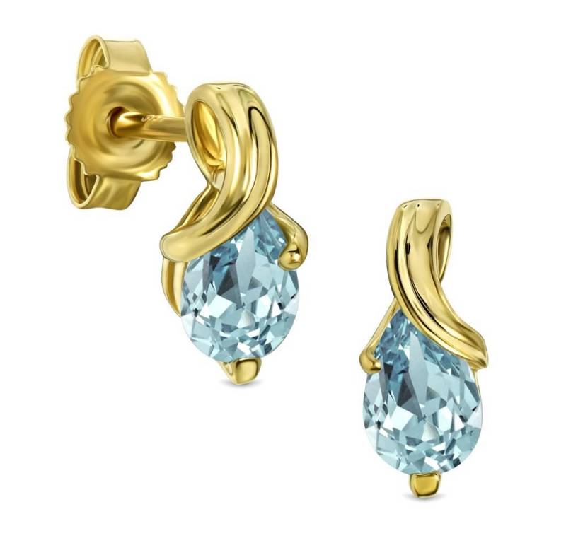 Miore Paar Ohrstecker MG9268E (inklusive Schmuckbox), Damen Ohrstecker Gelbgold, Ohrringe 9 Karat 375 Gold - mit Aquamarin von Miore