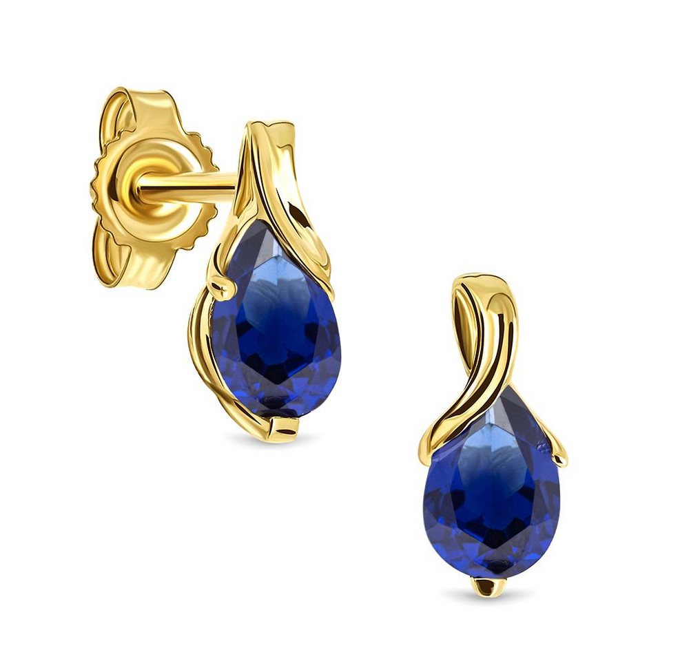 Miore Paar Ohrstecker MG4263E - aus Gelbgold, 14 Karat 585 Gold - mit Saphiren, Damen Ohrringe mit insgesamt 0,72Kt. von Miore
