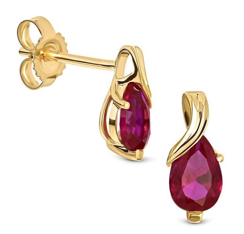 Miore Paar Ohrstecker MG9264E - aus Gelbgold - 9 Karat 375 Gold - mit Rubinen, Damen Ohrringe mit insgesamt 1,13Kt. von Miore