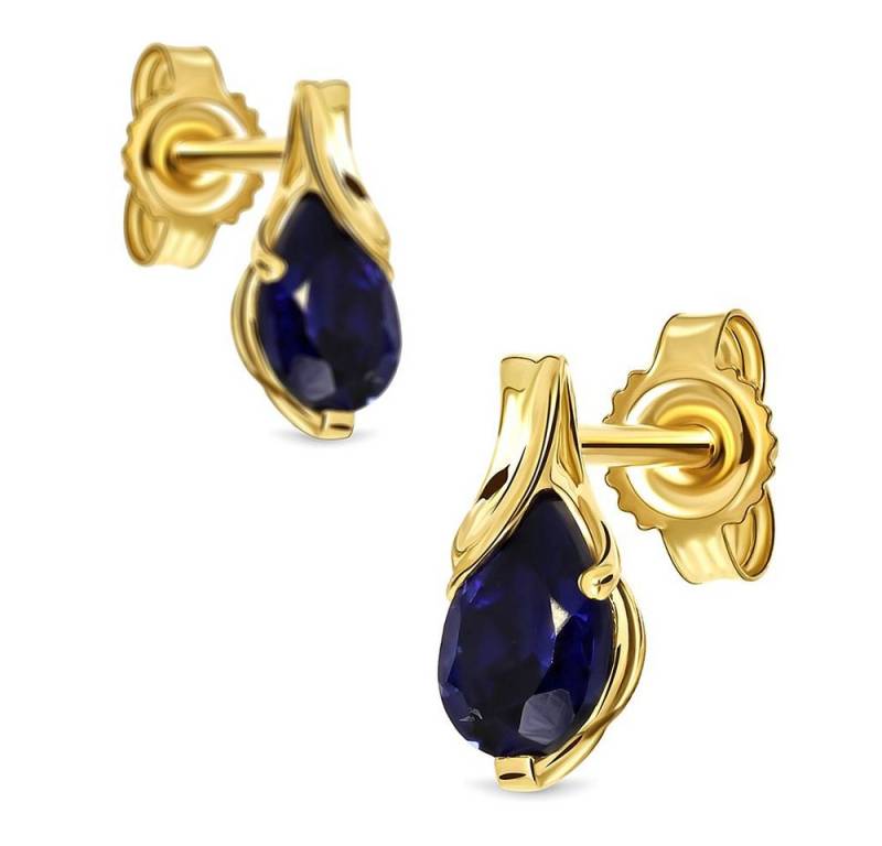 Miore Paar Ohrstecker MG9263E - aus 9 Karat 375 Gelbgold - mit Saphiren, Damen Ohrringe mit insgesamt 1,10Kt. von Miore