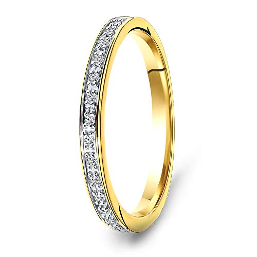 MIORE Ring Damen 0.05 Ct Diamant Ewigkeitsring aus Gelbgold 9 Karat / 375 Gold, Schmuck mit Diamanten Brillanten von MIORE