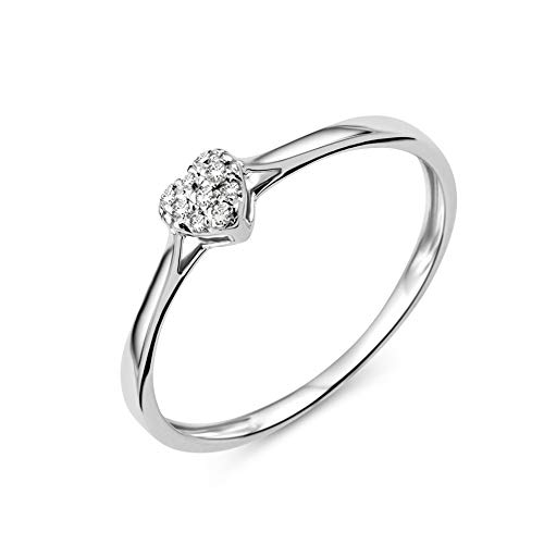 Miore Ring Damen Diamant Verlobungsring Herz Weißgold 9 Karat / 375 Gold Diamanten Brillanten 0.04 Ct, Schmuck von MIORE