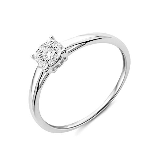 Miore Ring Damen Diamant Verlobungsring Weißgold 9 Karat / 375 Gold Diamanten Brillanten 0.10 Ct, Schmuck von MIORE