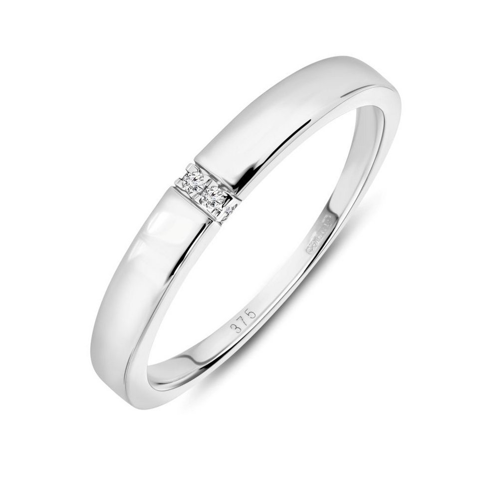 Miore Verlobungsring Damen 9 Karat Weißgold (375) mit 0.02 Ct Diamanten in diversen Größen, Verlobungsring Damen 9 Karat Weißgold (375) mit 0.02 Ct Diamanten von Miore