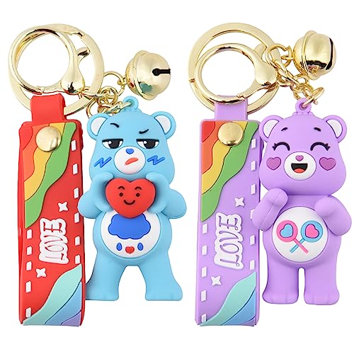 Miotlsy 2 Pcs Anime Figuren Schlüsselanhänger,Cartoon Schlüsselbund,Bears Schlüsselbund,Schlüsselanhänger Dekoration Set Gastgeschenke für Kinder Dekoration Accessories von Miotlsy