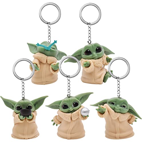 Miotlsy 5 Pieces Yoda Keyring Keyring, Schlüsselbund Keyring Keychain Metall Dekoration Merchandise, Gift for Women Men Anniversary Valentine's Day Personalised, 6 * 5 * 2.5cm（Grün） von Miotlsy