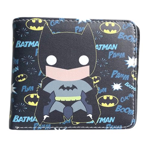 Miotlsy Kinder Jungen Batman Geldbörse - simyron Herren Damen Anime Wallets PU Leder Geldbörse Leder Bifold Short Wallet Cartoon Casual Geldbörsen mit Kreditkartenetui Zweifach Gefalteter von Miotlsy