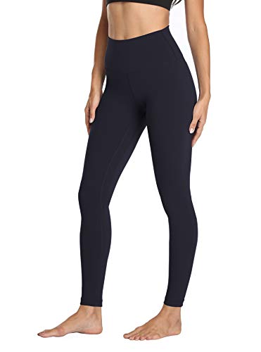 Mipaws Damen High Rise Leggings volle Länge Yogahose mit Bauchkontrolle Nahtloser Bund - Schwarz - Groß von Mipaws