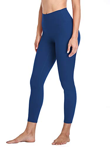 Mipaws Damen Hoch geschnittene Leggings 7/8 Länge Yoga Hose - Blau - Klein von Mipaws