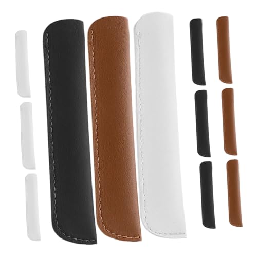 Mipcase 12 Stück Teiliges PU Stifttaschen Widerstandsfähige Stiftschutzhüllen Kaffee Minimalistisches Design für Büro Schule Zuhause Wiederverwendbare Pflegeleichte Stifttasche von Mipcase