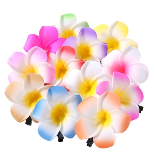 Mipcase 12 Stück Teiliges Plumeria Haarklammern Bunte Hawaiianische Blüten Haarschmuck für Strandpartys Hochzeit Vielseitige Haarstyling Accessoires für Frauen Mädchen von Mipcase