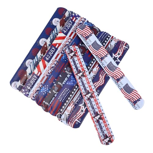 Mipcase 12stücke Plastik-schlagarmbänder Zum Unabhängigkeitstag Lustiges Party-spielzeug Für Junge Mädchen Weiches Pvc-armband Mit Slap-mechanismus Als Goodie-bag-füller Und von Mipcase