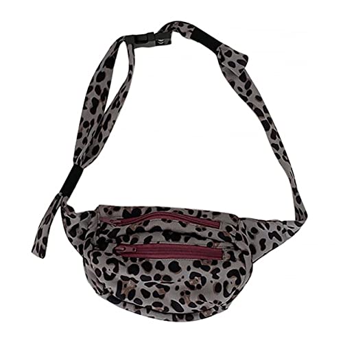 Mipcase Leopardenmuster Gürteltasche Für Damen Canvas Brusttasche Einkaufstasche Für Reisen Schule Tagesausflüge Leicht Und Langlebig von Mipcase