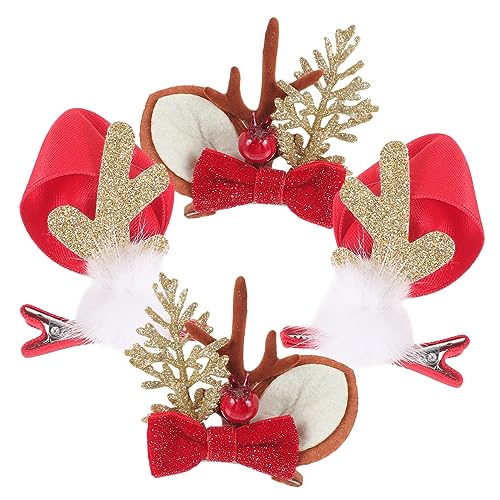 Mipcase 2 Paare Weihnachts Geweih Haarklammern Festlicher Haarschmuck für Frauen Party Cosplay Kostüm Zubehör Metall Material Langlebig und Auffällig von Mipcase