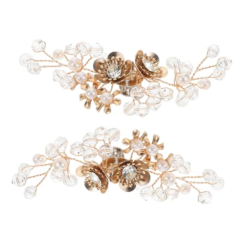 Mipcase 2 Stück Abnehmbare Goldfarbene Blüten Schuhschnallen mit Funkelnden Strasssteinen Teiliges Set Hochzeitsschmuck Clips für Brautschuhe Vielseitig für Festliche Anlässe und von Mipcase