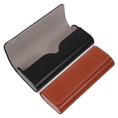 Mipcase 2 Stück Brillenetui Herren Damen Vintage Hartschale mit Metallkern Magnetischer Verschluss Tragbare Brillenbox aus Kunstleder Stoßfest Design für Reise und Alltag von Mipcase