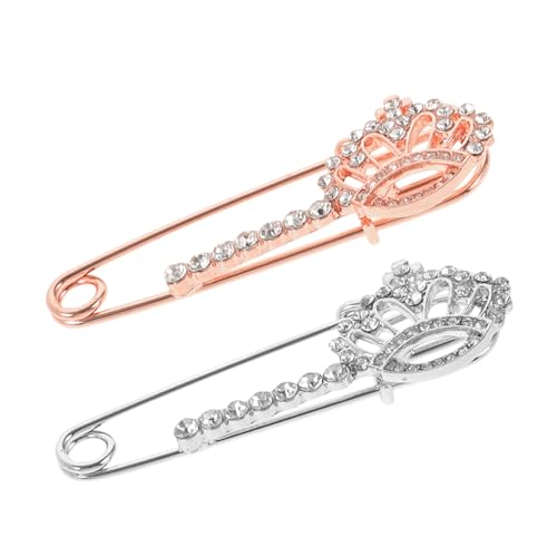 Mipcase 2 Stück Broschen Pins aus Sichere Schmucknadeln für Cardigans Pullover Schals Vielseitig Einsetzbar Elegant in Roségold und Weiß Kleidungsaccessoires von Mipcase