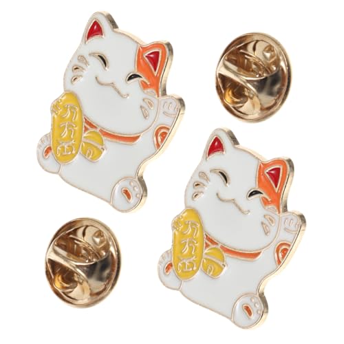 Mipcase 2 Stück Glückskatzenbrosche Tiernadel Brosche Katzennadel Brosche Cartoon-pins-dekoration Katze Emaille Brosche Katze-emaille-stifte Brosche Katze Legierung von Mipcase