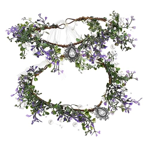 Mipcase 2 Stück Handgefertigtes Blumenkranz Stirnband mit Zarten Weißen Blüten Leichter Brautschmuck für Hochzeit Party und Festliche Anlässe Eleganter Kopfschmuck für Damen und von Mipcase