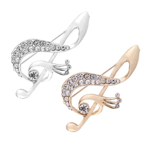 Mipcase 2 Stück Musiknotenbrosche Musikstifte Abzeichen Brosche Schmuck Musikbrosche Broschennadel Musik Brosche Musikalische Brosche Empfindlich Kostüm Elegant Legierung von Mipcase