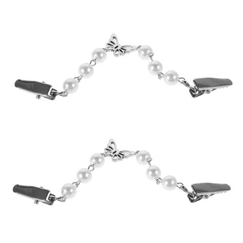 Mipcase 2 Stück Retro Pullover Clips Damen mit Schmetterling Imitationsperlen Stabile Zinklegierung Vielseitig Einsetzbar als Cardigan Verschluss Schal und Kragenclip Strickjacken von Mipcase