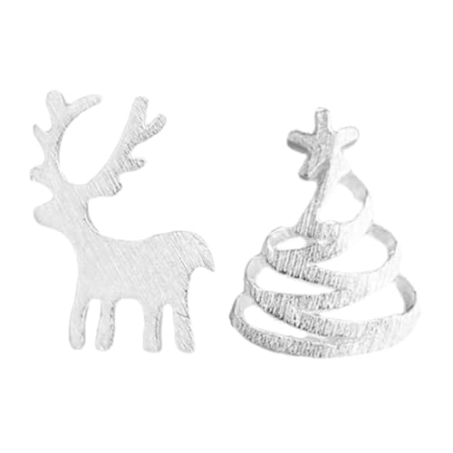 Mipcase 2 Stück Sterling Silber Weihnachtsbaum Ohrstecker Teiliges Asymmetrisch Leicht Hautfreundlich Modisch für Damen und Mädchen Festliche Xmas Schmuck von Mipcase