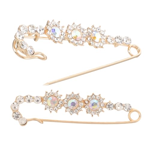 Mipcase 2 Stück Strass Broschen Pin Vintage Metall Anstecknadeln für Damen Hochzeit Braut Bouquets Party Schmuck Accessoire von Mipcase
